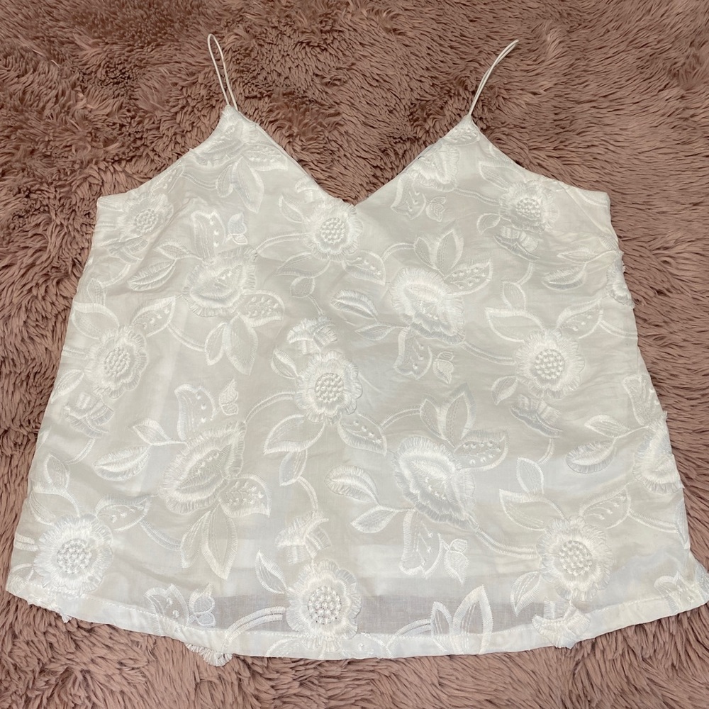 Embroidered Flower V Cut Dress Tank